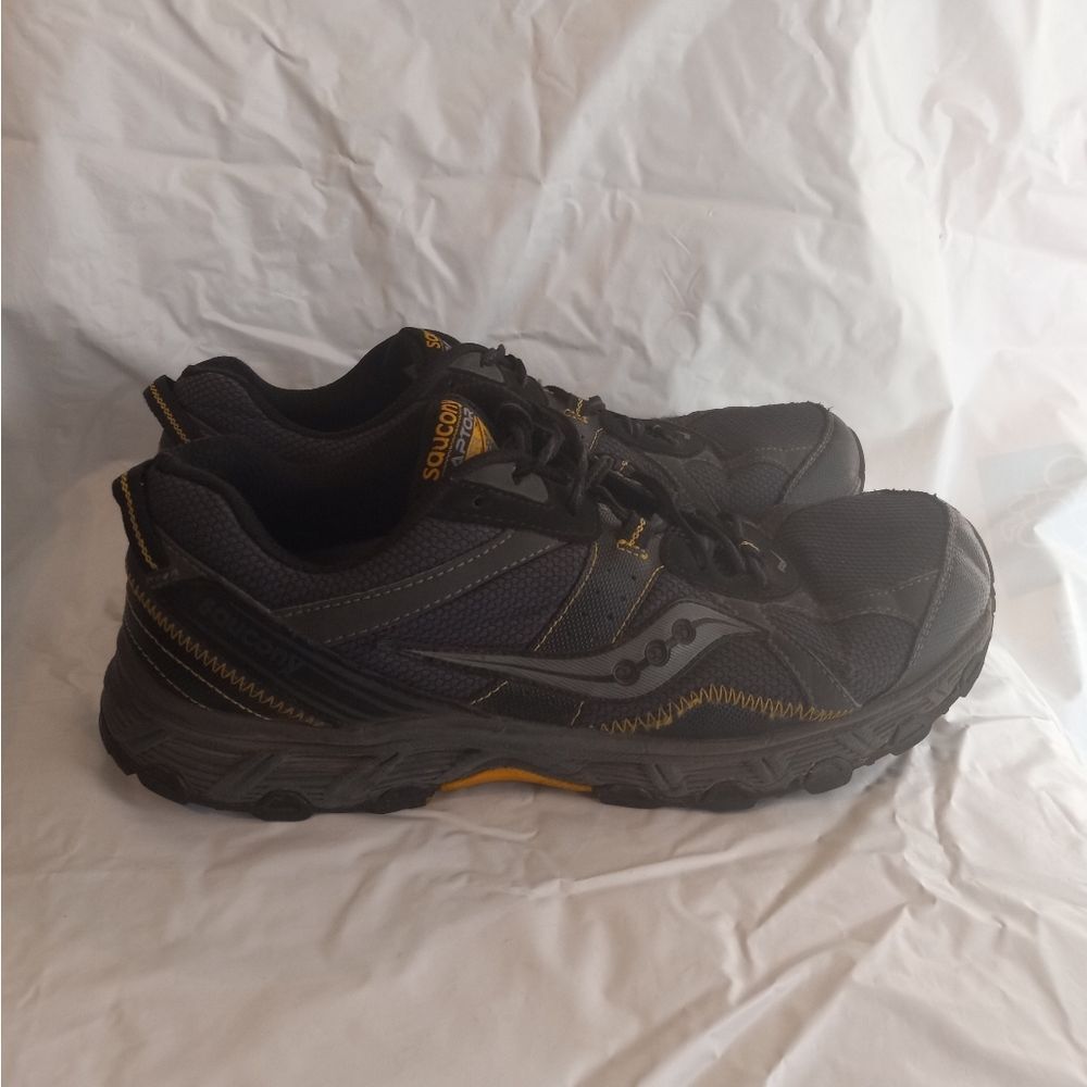 Saucony Grid Raptor TR Black/Gray/Yellow Running Shoes Size 11